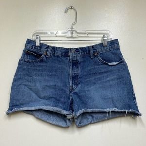 Gap Boy Fit Medium Wash Cutoff Denim Shorts Ladies Size 10 Raw Hem